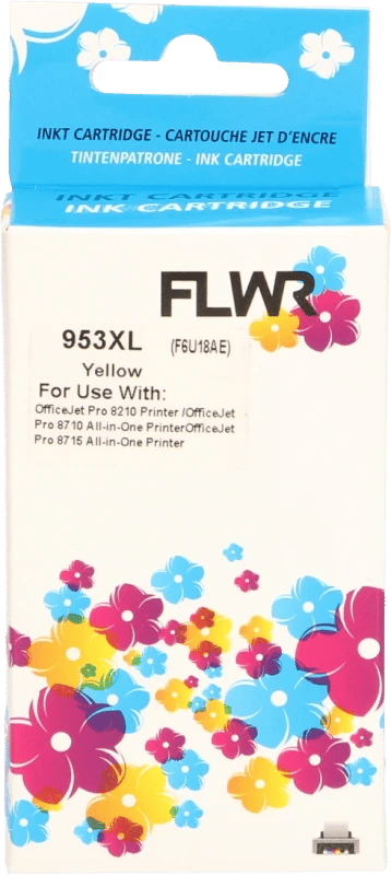 FLWR inktcartridge voor HP 953XL Geel - Premium Huismerk HP 953 inkt (Geel - hoge capaciteit) o.a. geschikt voor HP OfficeJet Pro 7740, HP OfficeJet Pro 8730, HP OfficeJet Pro 8725, HP OfficeJet Pro 8710, HP OfficeJet Pro 8210.