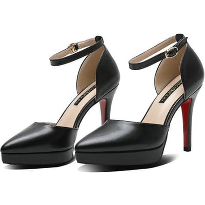 Dames 10cm Hoge Hakken 2cm Platform Pumps Sandalen Dames Stiletto Dunne Hakken Nachtclub Stripper Rode Zool Catwalk Riem Schoenen 33