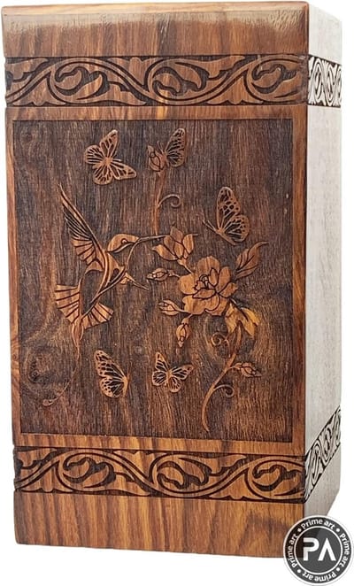 Handgemaakte houten crematieurn met levensboom – ruime X-large palissander urn voor as – 640 cu/in – duurzaam en betaalbaar