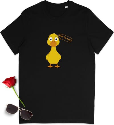 Heren en Dames T Shirt Eend - Zwart - Maat S