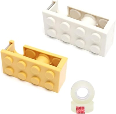 Set van 2 Heerlijke Tape Dispensers in Bouwblokvorm, Ideaal voor Bureau, Restaurants en Creatieve Projecten voor Jongeren en Kinderen