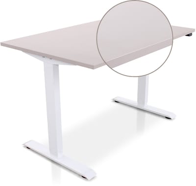 Lineaflex MRC EASY Zit-Sta Bureau – Elektrisch Verstelbaar – 120x80 cm – Blad Sand Grey – Wit Frame – Inclusief Stekkerdoos & Kabelklemmen