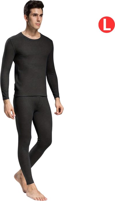 Livano Thermokleding Set - Thermobroek - Thermoshirt - Thermo - Beenverwarmers - Voor Heren - Fleece - Broek + Shirt - Donker Grijs - Maat M