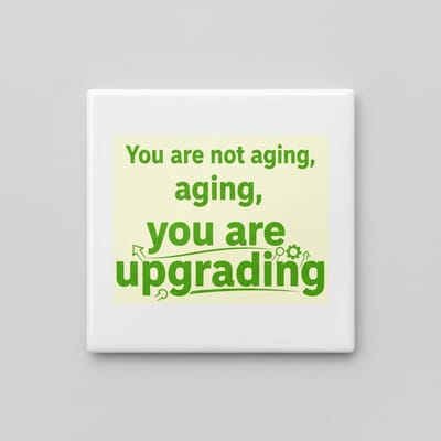 Motiverende 15x15 cm Decoratieve Tegel – “You Are Not Aging, You Are Upgrading” Positieve Quote Cadeau voor Verjaardagen