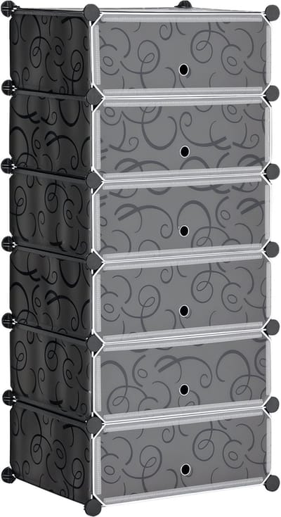 HOMCOM - DIY Schoenenkast- Kunststof - Staal - Zwart- Wit