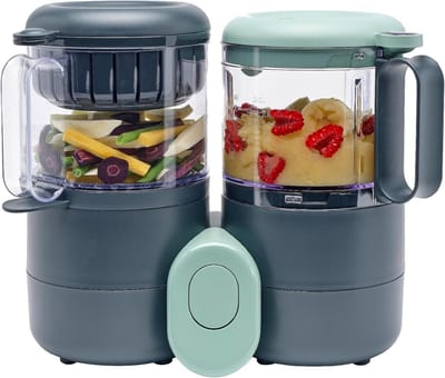TIM® Stoomkoker baby - Baby Stomer en Blender - 4-in-1 Multifunctionele Baby Cooker - Baby Cooker - Multifunctionele Robot Cooker - Babyvoeding Maker - Grijs - 35cm x 19cm x 30cm