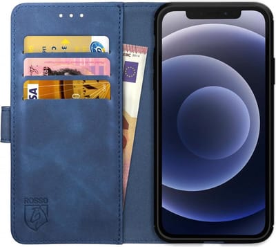 Rosso Element Hoesje Geschikt voor Apple iPhone 12 / 12 Pro Book Cover Blauw