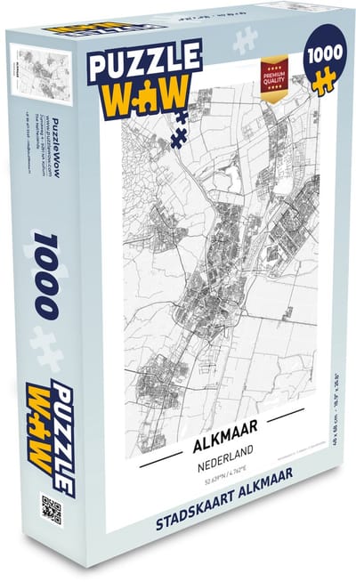Puzzel Stadskaart Alkmaar - Legpuzzel - Puzzel 1000 stukjes volwassenen - Plattegrond