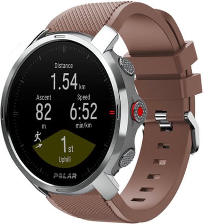 Strap-it Twill silicone horlogeband - geschikt voor Polar Vantage M / M2 / V3 / Grit X / Grit X(2) Pro - koffiebruin