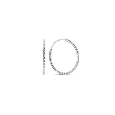 New Bling 9NB-0986 Zilveren Oorringen - Dames - Gediamanteerd - 18 mm Doorsnee - 1,2 mm Dikte - Rhodium - Zilver