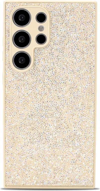 Casemania Hoesje Geschikt voor Samsung Galaxy S22 Ultra - Goud - Diamant Glitter Back Cover