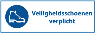 Veiligheidsschoenen verplicht bord met tekst - kunststof 200 x 75 mm