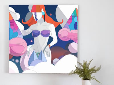 Angel in clouds | Angel in clouds | Kunst - 100x100 centimeter op Canvas | Foto op Canvas