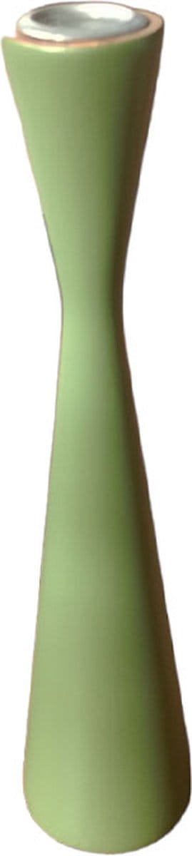 Floz Design kandelaar zandlopermodel - houten kaarsenhouder - olijfgroen - fairtrade