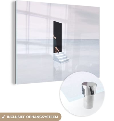 MuchoWow® Glasschilderij 120x90 cm - Schilderij acrylglas - Vintage - Deur - Abstract - Foto op glas - Schilderijen