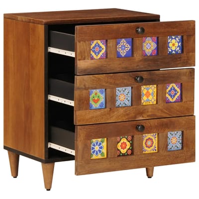vidaXL - Nachtkastje - met - lade - Bruin - 50 - x - 33 - x - 62 - cm - Massief - Mango - Hout
