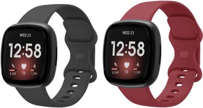 Strap-it Smartwatch bandjes set – siliconen horlogebandjes geschikt voor Fitbit Versa 3 / Versa 4 / Sense / Sense 2 – Zwart & Wijnrood – Maat S (2-pack)