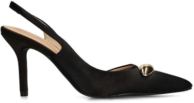 Sacha - Dames - Zwarte slingback pumps met goudkleurig detail - Maat 38