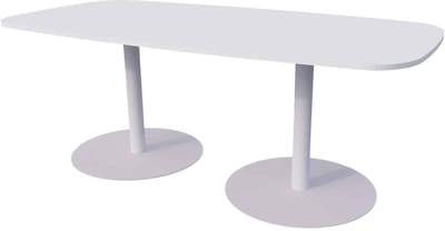 Linesto Vergadertafels Deens Ovaal 200cm breed 100 cm diep Framekleur Aluminium Bladkleur Wit