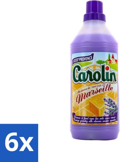 6 x Carolin - Marseille Provence - Vloerreinigingsmiddel - Tegelreiniger - 1 L - Vloerreiniger - Tegelreiniger - Marseille Zeep - Provence Geur - Vloeren Schoonmaken