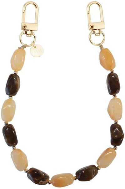 xoxo Wildhearts telefoonkoord - Amber Dust - Kort koord - Geschikt voor iPhone - Geschikt voor Samsung - Universeel - Phone cord - Telefoonketting - Koord voor telefoon - Telefoon hanger stenen ketting - Beige / Bruin