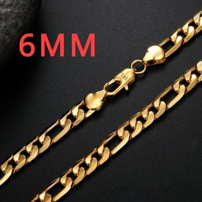 Sterling 18K goud Kettingen 20 Inch 6MM zijwaartse schakelketting voor Heren Dames mode Sieraden Bruiloftsfeest black