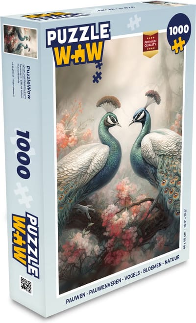 Puzzel Pauwen - Pauwenveren - Vogels - Bloemen - Natuur - Legpuzzel - Puzzel 1000 stukjes volwassenen