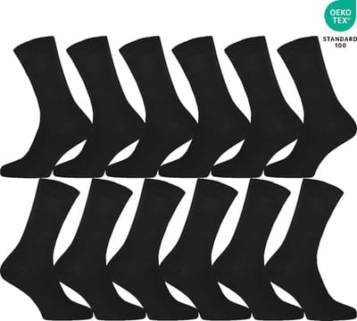 12 Pack - Sokken - 12 Paar - Zwart - Katoen - Populair - Maat 39-42 - Sokken - Heren en Dames