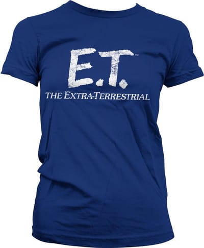 E.T. T-shirt voor dames met 'Extra-Terrestrial Distressed'-logo, meisjesachtig, marineblauw