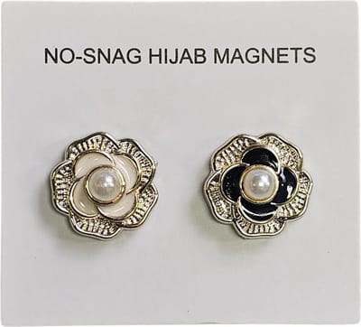 2x Hoofdoek Magneet - Magnetische Broche - Magneetbroche - Sjaal - Hijab Accessoires - Abaya - 17mm - 2 Stuks - Pearl Flower