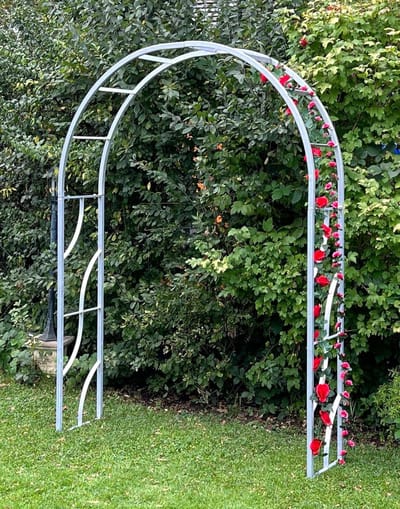 Rozenboog - Klimhulp Tuinboog - Planten Ondersteunen - Verzinkt Massief IJzer - 196 x 150 x 40 cm - Zilver
