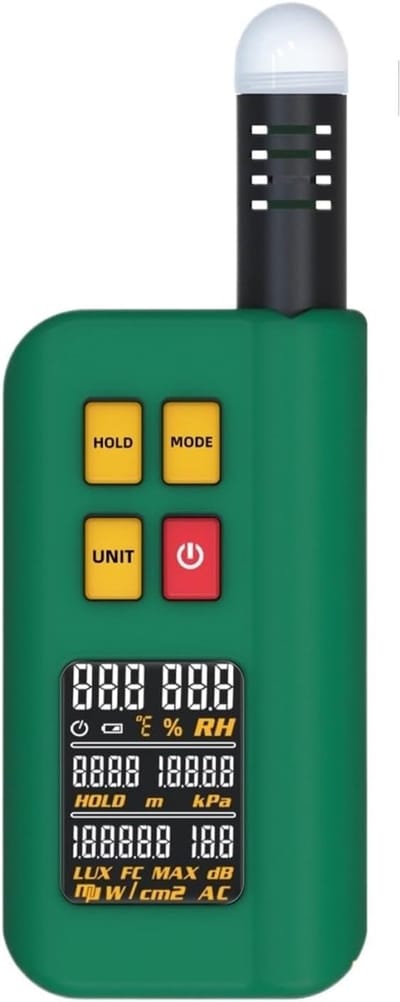 Omgevingsdetector - Meetinstrument - Milieu Monitoren - 6-in-1 Functies - Compact Formaat - Zwart