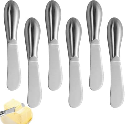 Set van 6 RVS Botermessen, 13,5 x 2,5 x 2 cm, Ideaal voor Jam, Kaas en Bakkerijproducten