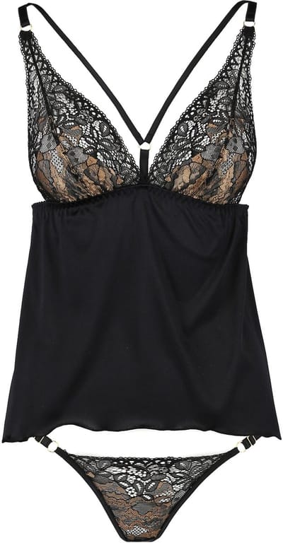 Chemise Divine & thong black XXL/XXXL