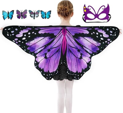 Vleermuizen Kostuum voor Kinderen, Set van 3 (Cape, Masker en Clip), Carnaval Outfit voor Meisjes, Fantasie Kostuum en Feestkleding