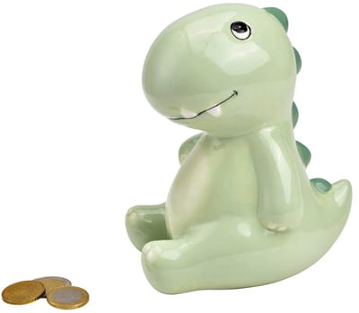 Ruhhy Dino spaarpot - groen - 16 x 10 cm - keramiek - sparen