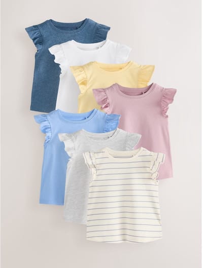 Next - Meisjes - Set van 7 onderhemdjes - Blauw