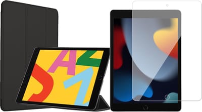 Hoes + Screenprotector geschikt voor iPad 2022 / 2021 / 2020 10.2 inch - Book Case Zwart