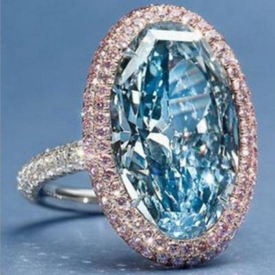 Huitan Grosses Bagues Ovales Bleues en Zircone Cubique pour Femmes Magnifiques Bagues Féminines de Fête d'Anniversaire de Mariage Pavées de CZ Rose Bijoux Tendance 8 gray