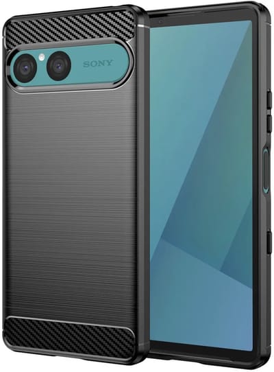Hoesje geschikt voor Sony Xperia 10 VII - Techsuit Carbon Silicone Back Cover - Zwart