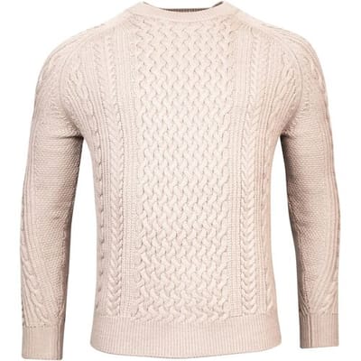Thomas Maine Trui Crew Neck Allover Fantasy Cable Pattern Licht Beige / male