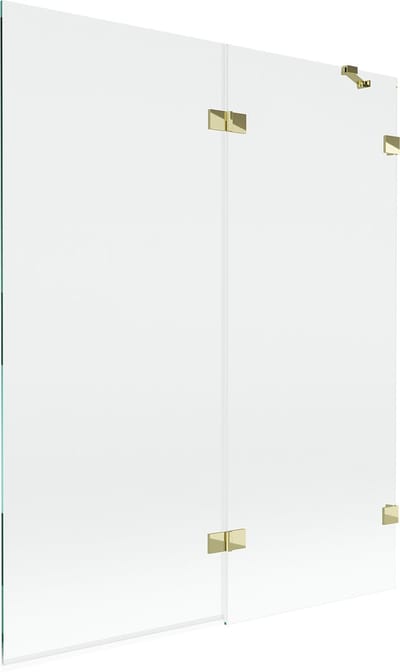 Mexen Lunar badwand 2-delig rechts 140 x 150 , transparant, goud - 897-140-100-50-00-P