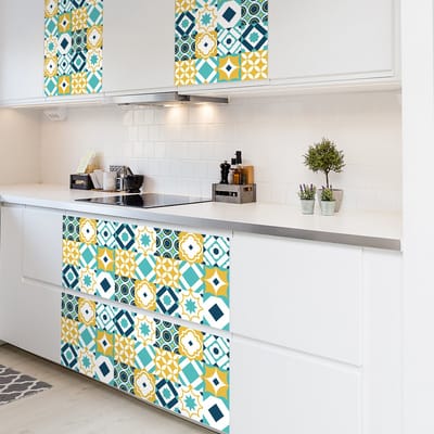 Zelfklevende tegelmuurstickers voor keuken en badkamer - 60 cementtegelstickers voor meubels van Gaztea - 60 stickers 20x20cm