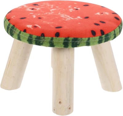 Kinder Poef - Voetenbankje - Schoenen Wisselen - Stabiel Houten Frame - 27x27x18.5CM - Assorti