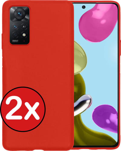 Hoesje - 2 Stuks - Geschikt voor Xiaomi Redmi Note 11 - Sterk & Shockproof - Telefoonhoes - Back Cover - Case Siliconen - Telefoon Hoes - Rood