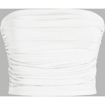 Strapless Ruffle Drape Crop Top