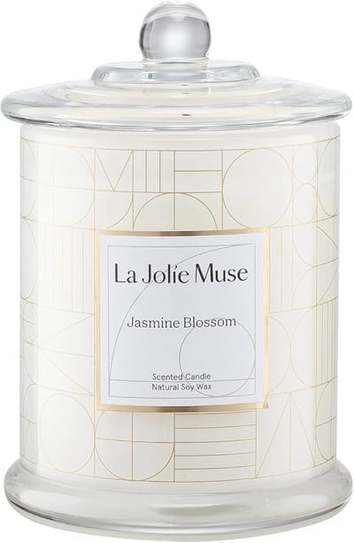 Jasmijn Geurkaars van Natuurlijke Sojawas met 60 Uur Brandtijd - Luxe Glazen Cadeau