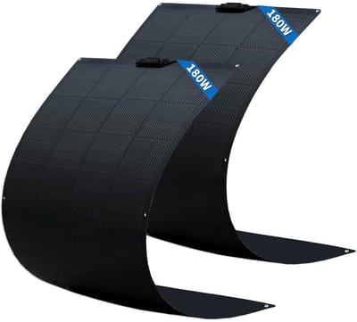 2x 180W Flexibele Monokristallijne Zonnepanelen (Totaal 360W) - Voor Caravan, Boot en Dak