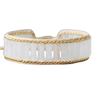 Marama - armband Jade Wit - vegan - dames armband - edelsteen - cadeautje voor haar - verstelbaar - one size fits all - luxe geschenkverpakking
