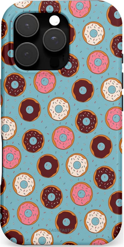 Casetastic hoesje geschikt voor Apple iPhone 16 Pro - MagSafe - Dubbellaagse bescherming - Donut Dromen - Fashion Case - Lichtblauw Bruin Bordeaux Saliegroen